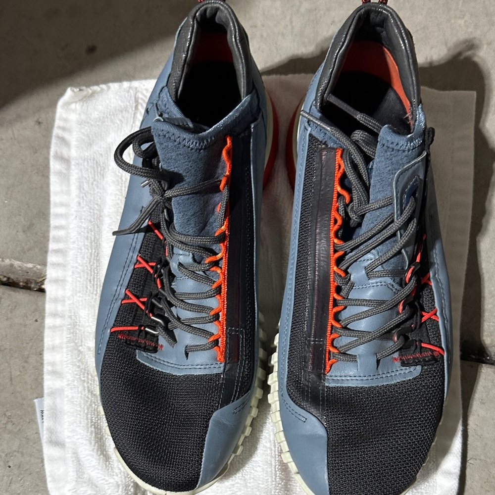 Ecco Blue and Black Sneakers with Red Highlights